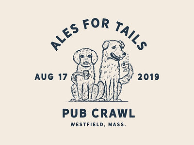 Ales for Tails Pub Crawl 2019 animal logo branding design event fundraiser illustration sketch t shirt typography vector