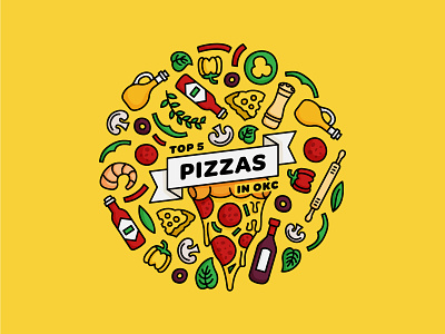 Top 5 Pizzas in OKC / Illustration design flat illustration illustration art illustration digital illustrator minimal oklahoma city pizza simple vector