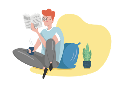 Guy reading newspaper character glasses guy illustration illustration design man news newspaper person personality reading