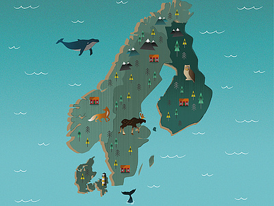 Map of nordic countries denmark finland illustration map nordic norway scandi scandinavia sweden
