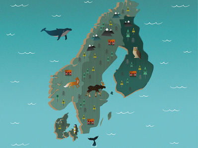 Map of nordic countries by Frida Hellberg on Dribbble