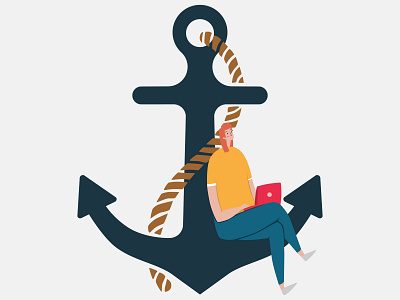 Anchor anchor character design illustration laptop marine nautical person personality vector website woman working