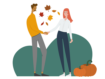 Autumn autumn character design fall halloween illustration leaves man person personality pumpkin vector woman