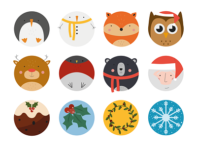 Christmas illustrations animals christmas christmas card circle design festive illustration santa season seasons greetings snow