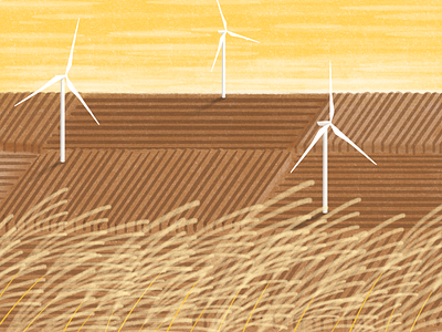 Iowa field color field harvest illustration iowa wind turbine yellow