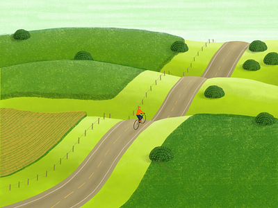 Iowa Biking biking color green illustration iowa outdoor rolling hills