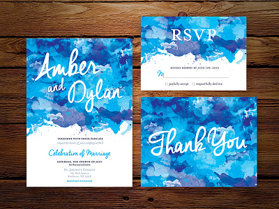 Wedding Invitation - Blue Watercolor Set blue blue watercolor invitation invite watercolor watercolor invitation watercolor invite wedding wedding invitation