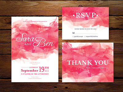 Wedding Invitation - Pink Watercolor Set blue watercolor invitation invite pink watercolor watercolor invitation watercolor invite wedding wedding invitation