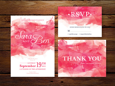 Wedding Invitation - Pink Watercolor Set