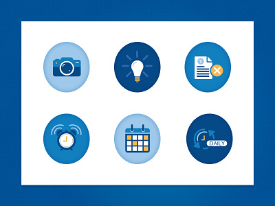 Blue/Yellow Icon Set alarm blue calendar camera icon icon set icons idea