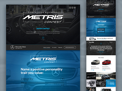 Mercedes-Benz Metris Contest black black and blue blue car cars landing page mercedes responsive responsive design van vans website