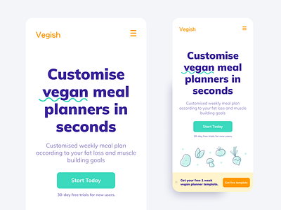 Vegan Planner UI Mobile Design branding dailyui design designinspiration planner typography uidesign uidesigner uiinspiration vegan veganism webdesign