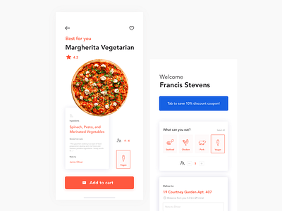 UI Challenge Pizza Delivery App app application branding design designer illustrations productdesign productdesigner ui uichallenge uidesign uidesigner userexperience ux uxdesign