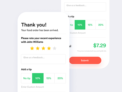 Food Delivery Tip App Design