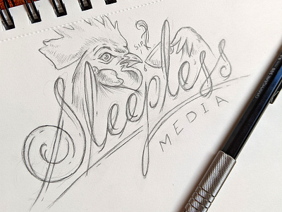 Rooster Doodle coffee doodle drawing lettering pencil rooster script sleepless