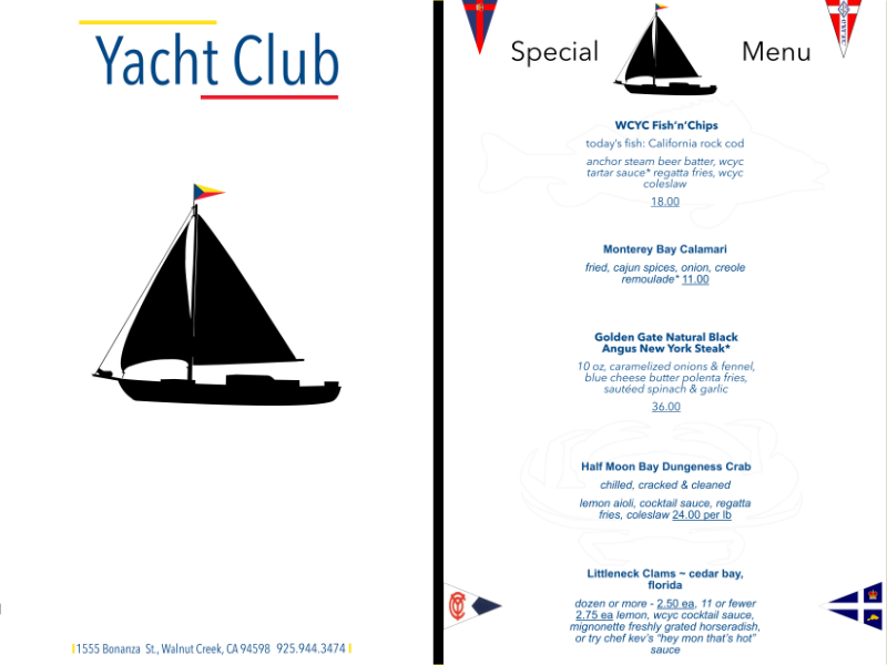 yacht club port elizabeth menu