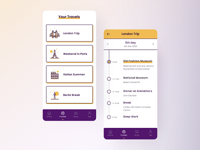 Travel Planner - Mobile App app design ui ui design