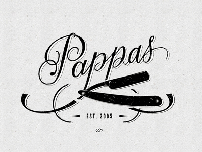 Pappas - Negative barbershop lettering logo typography