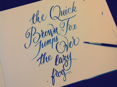 the Quick Brown Fox Jumps Over the lazy frog brush calligraphy type