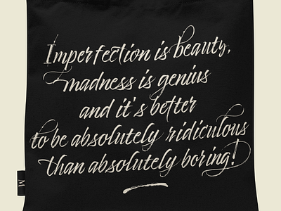 Imperfection is beauty brush brushy script type writing