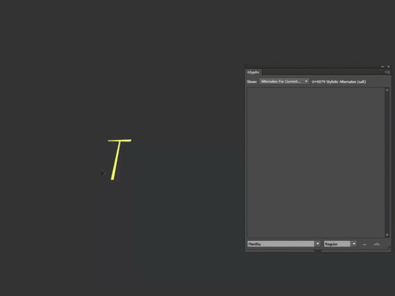 Opentype with Mentha alternate brush glyphs mentha opentype script type typography