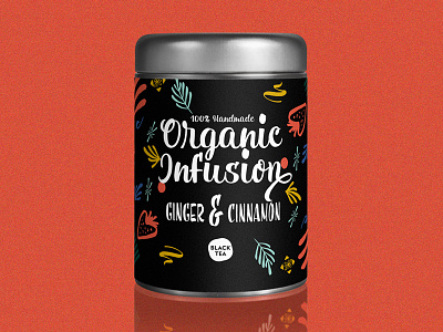 Organic Infusion brush infusion pattern script tea