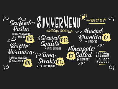 Black Board Summer Menu board brush script summer