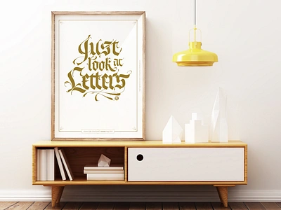 Just look at Letters calligraphy copper fraktur poster shine