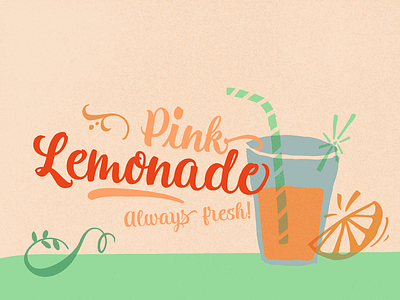 Pink Lemonade beach brush brushy lemonade pink script type