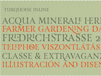 Turquoise Inline Ligatures brush design font roman type typography