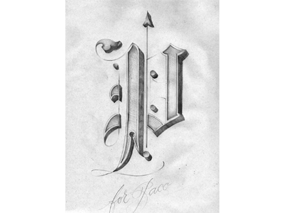 P for Paco black calligraphy font handwritten lettering script tattoo