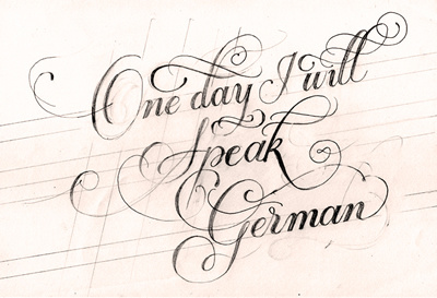 One Day I will Speak German calligraphy handwriting kraft writing