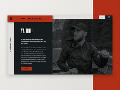 JN About Page design layout photography portfolio typography ui ux website