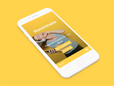 Roominate Landing Page on Mobile bottomnav clean interaction menu mobile roominate ui ux web yellow
