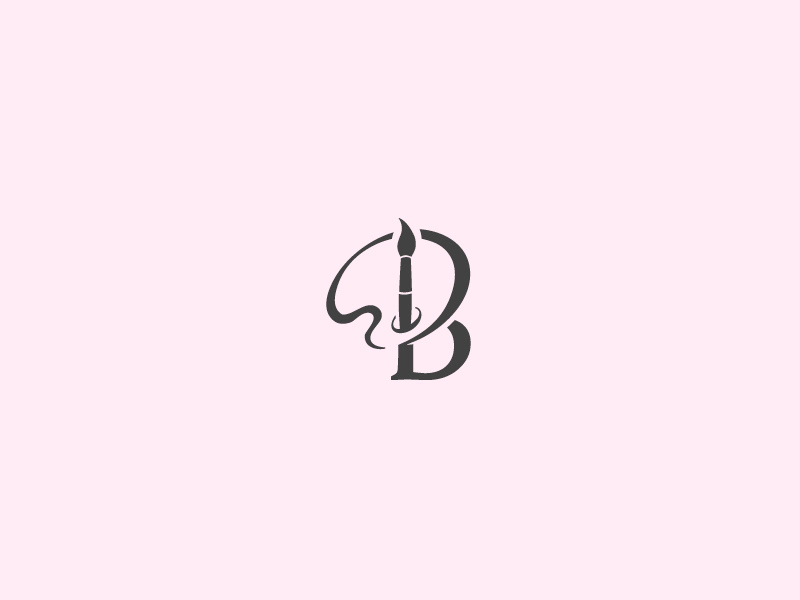B letter rose rosegray logomaker logotype logo letter art lettering monogram brush painting paint palette art b logo b letter b
