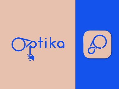 Optika logo blue glass hand icon logo logodesign logomaker logotype looking glass optics studio visual effects watching