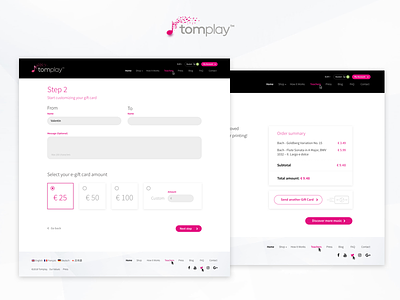 Tomplay - Gift Cards Process design digital gift cards ui uidesign ux uxdesign web