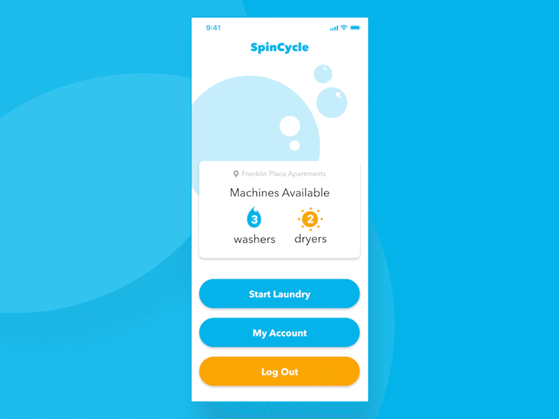 SpinCycle — Laundry app concept animation app concept design ui ux