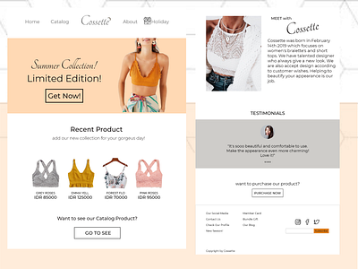 Cossette - Women's Top Shorts/Bralette design illustration typography ui ux web webdesign webdesigns website website banner website concept website logo websites