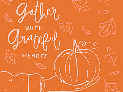 Gather doodle editorialillustration fall illustration lettering pumpkin typography