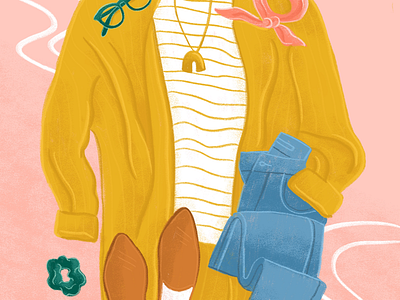 Outfit of the day colorful editorialillustration fall fashion illustration ootd