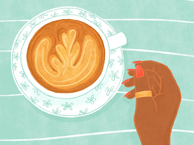 Cafe Au Lait coffee editorialillustration hands illustration latte