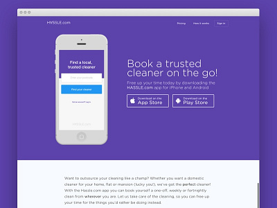 We've launched our app! app store hassle.com london mobile page play store splash splash page startups