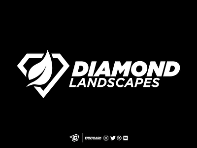 Diamond Landscapes Logo brand branding diamond drcrack landscape landscaping leaf logo