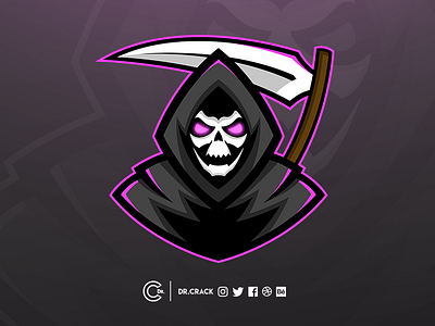 Reaper Premade Logo For Sale brand death drcrack esports for sale gaming grim reaper identity logo mascot premade reaper