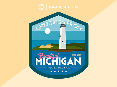 Michigan Badge artwork badge design dr.crack drcrack logo michigan retro throwback