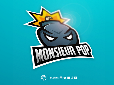 Monsieur Pop Logo bomb brand cartoon design dr.crack drcrack esports explosion gaming logo mascot mascot logo twitch