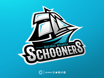 Atlantic Schooners Logo Concept brand cfl dr.crack drcrack football halifax logo maritimes navy sail schooner schooners sea ship