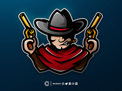 Outlaw Mascot Logo bandit brand cowboy drcrack esports gaming gunslinger logo mascot mascot logo outlaw western