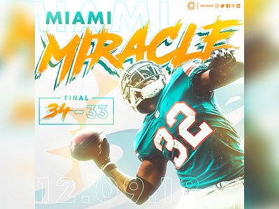 Miami Miracle Design art artwork dolphins dr.crack drcrack fins football miami miami dolphins miracle nfl